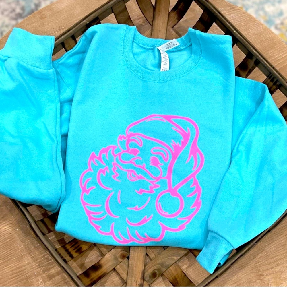 Neon “puffy” Santa crewneck
